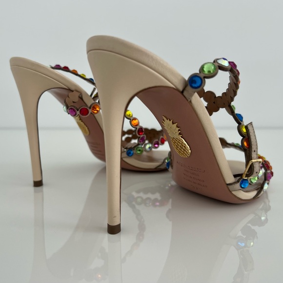 AQUAZZURA RAINBOW TEQUILA CRYSTAL SANDALS SIZE IT 37.5 / US 37.5 - Picture 12 of 17